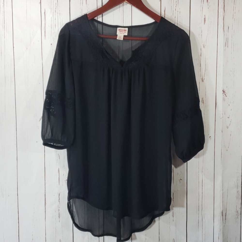Mossimo Sheer black crochet blouse size  Small